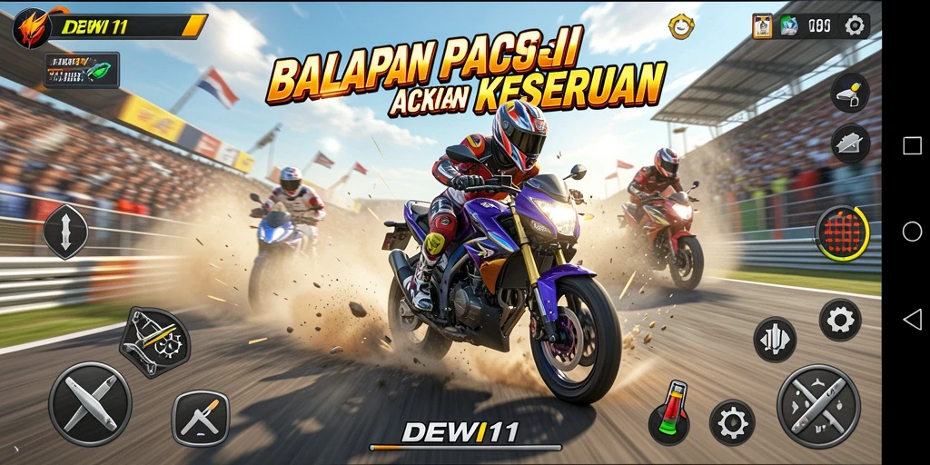 Tampilan gameplay yang seru dan mendebarkan saat balapan motor.