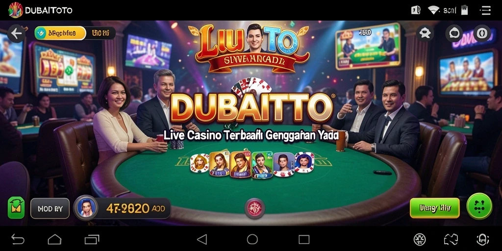 Tampilan gameplay DUBAITOTO dengan dealer live dan interaksi pemain.