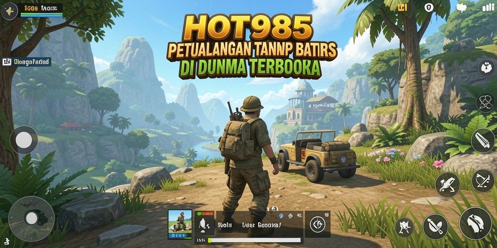 Screenshot gameplay HOT985 menampilkan petualangan dalam dunia terbuka yang luas.