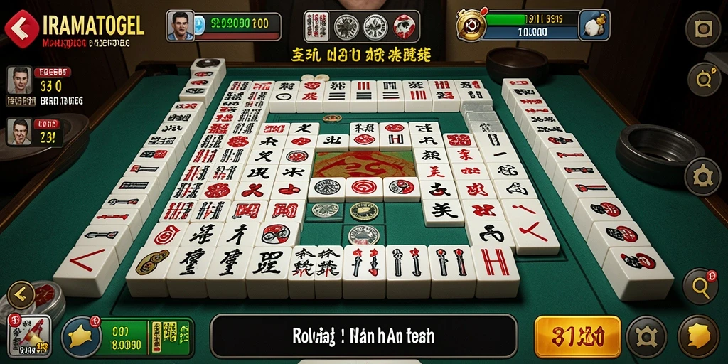 Tampilan gameplay IRAMATOGEL yang mengasyikkan dengan ubin Mahjong.