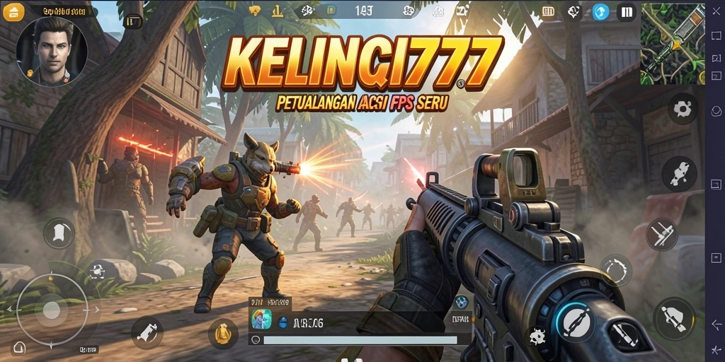 Screenshot gameplay seru dari KELINCI777 dengan aksi tembak-menembak.