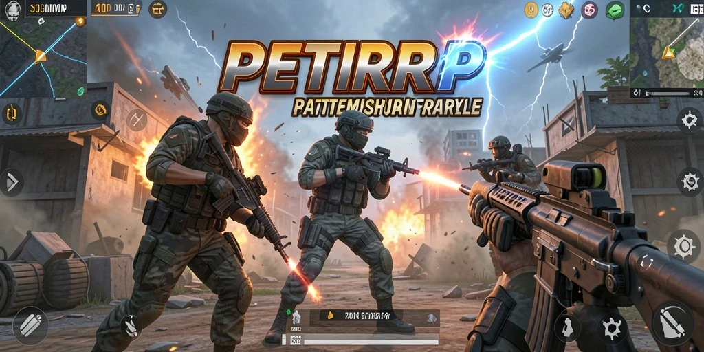 Screenshot gameplay PETIRRP dengan aksi pertempuran seru di Battle Royale.