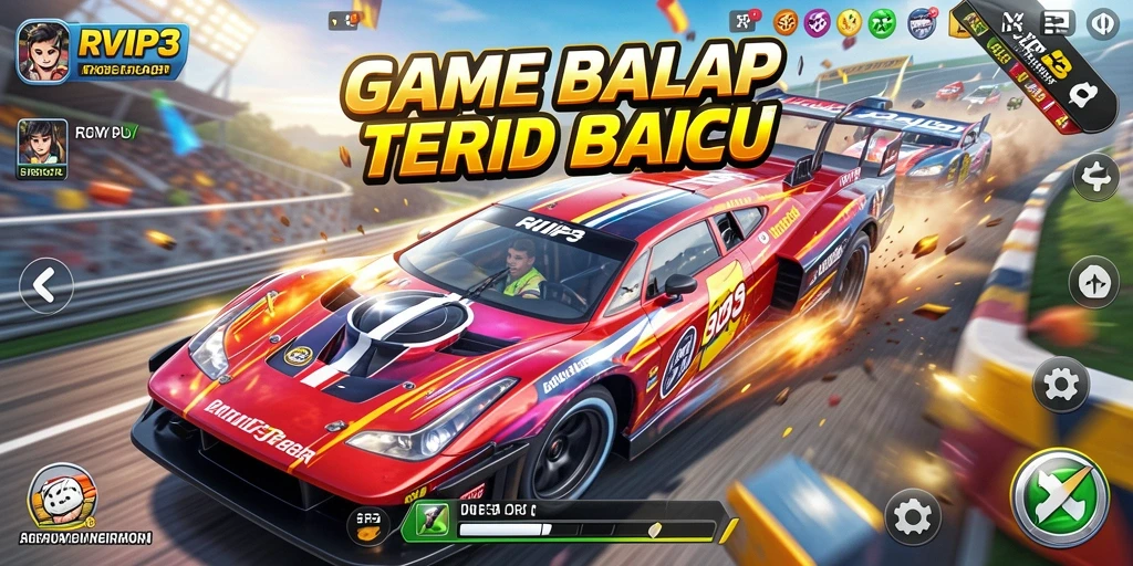 Tampilan gameplay RVIP3 dengan aksi balap yang seru dan mendebarkan.