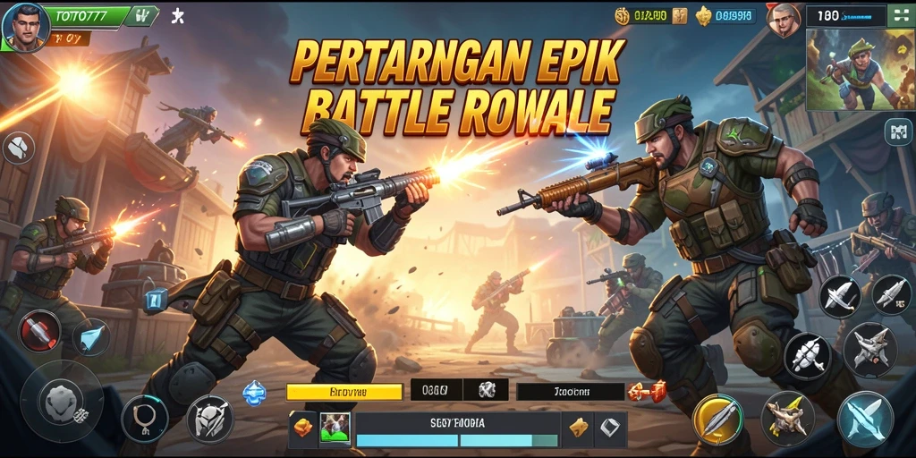 Tangkapan layar menunjukkan aksi intens dalam gameplay Battle Royale TOTO777.
