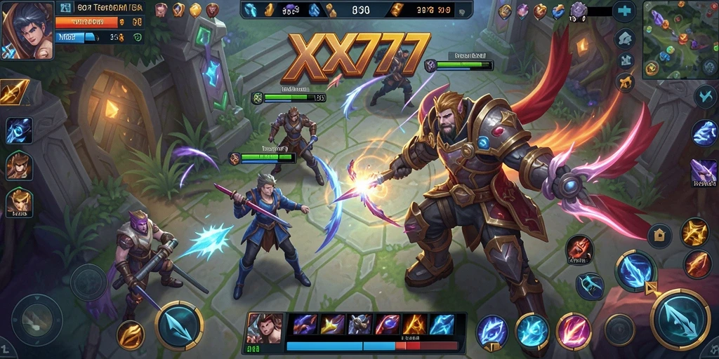 Tampilan gameplay seru dari XXX777 yang penuh dengan aksi MOBA.